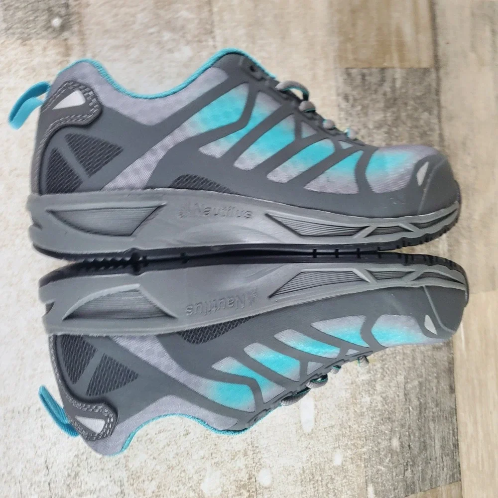 Nautilus N2485 Womens Work Shoes Sz 6.5 B Teal Gray Carbon Fiber Safety Toe
